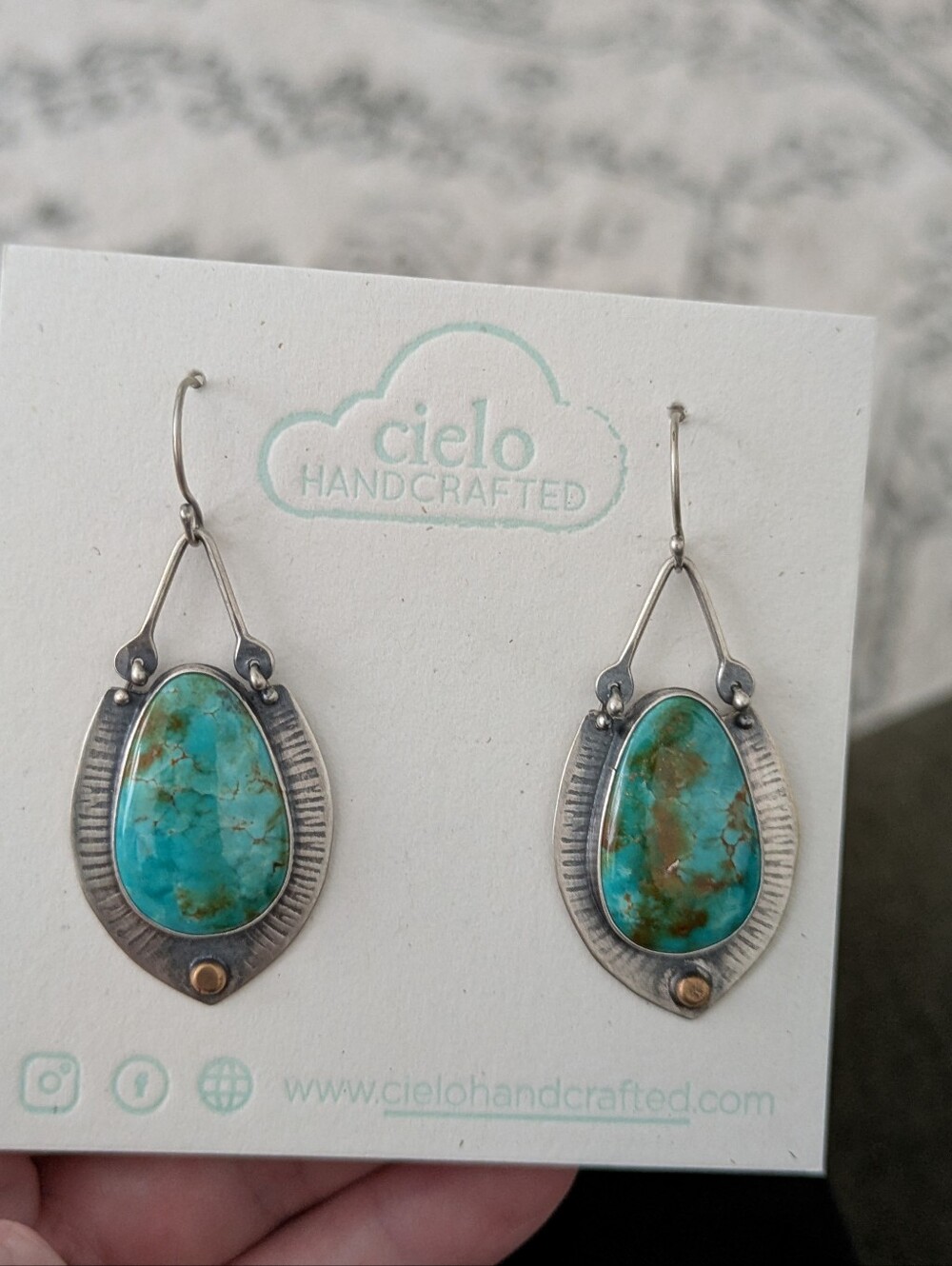 Turquoise and Sterling Silver Earrings - Sonoran Mountain Turquoise